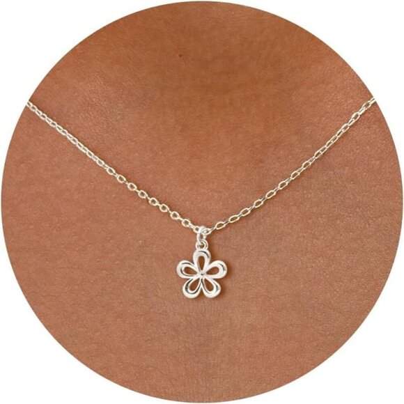 Jewelry - Silver Necklace for Women, 14K White Gold Plated Dainty Infinity Bead Star of Da
